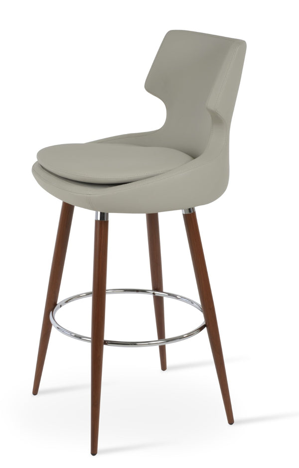 Soho Concept Patara Ana Barstools & Counterstools - Stylish Leatherette, Metal Base, 2-year Guarantee, Turkish Design Walnut,Light Grey  Soho-concept-dining-chair-09135