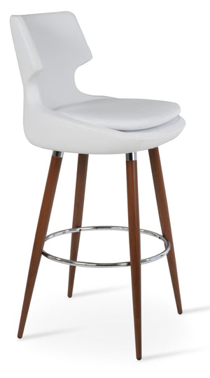 Soho Concept Patara Ana Barstools & Counterstools - Stylish Leatherette, Metal Base, 2-year Guarantee, Turkish Design Walnut,White  Soho-concept-dining-chair-09136