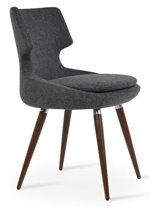 Soho Concept Patara Ana Dining Chair With Premium Camira Blazer Wool, 10-year Guarantee, Walnut Finish & Style Walnut,Dark Grey  Soho-concept-dining-chair-05069