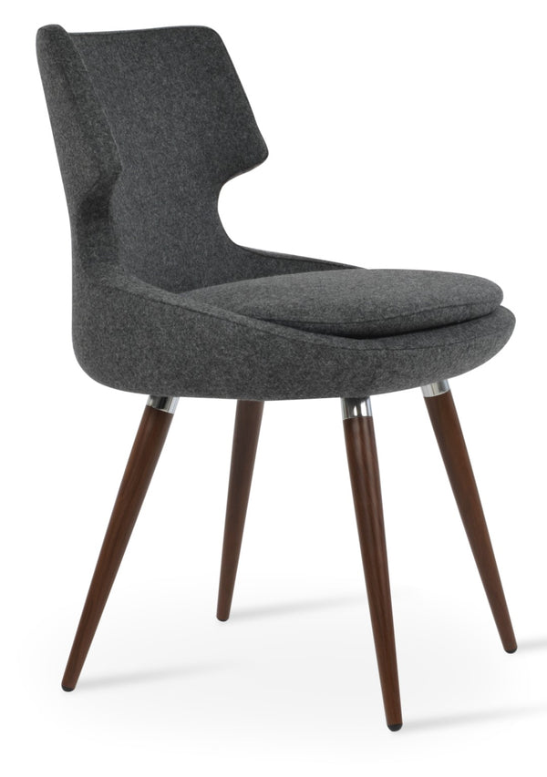 Soho Concept Patara Ana Dining Chair With Premium Camira Blazer Wool, 10-year Guarantee, Walnut Finish & Style Walnut,Dark Grey  Soho-concept-dining-chair-05069