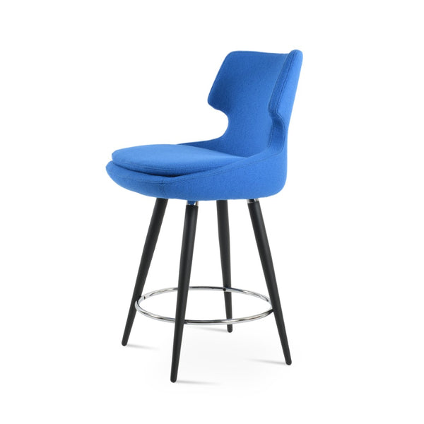 Soho Concept Patara Ana Barstools & Counterstools - Stylish Camira Boucle Or Leather, Strong 350 Lbs Support! Black,Chrome,Blue  Soho-concept-dining-chair-09132