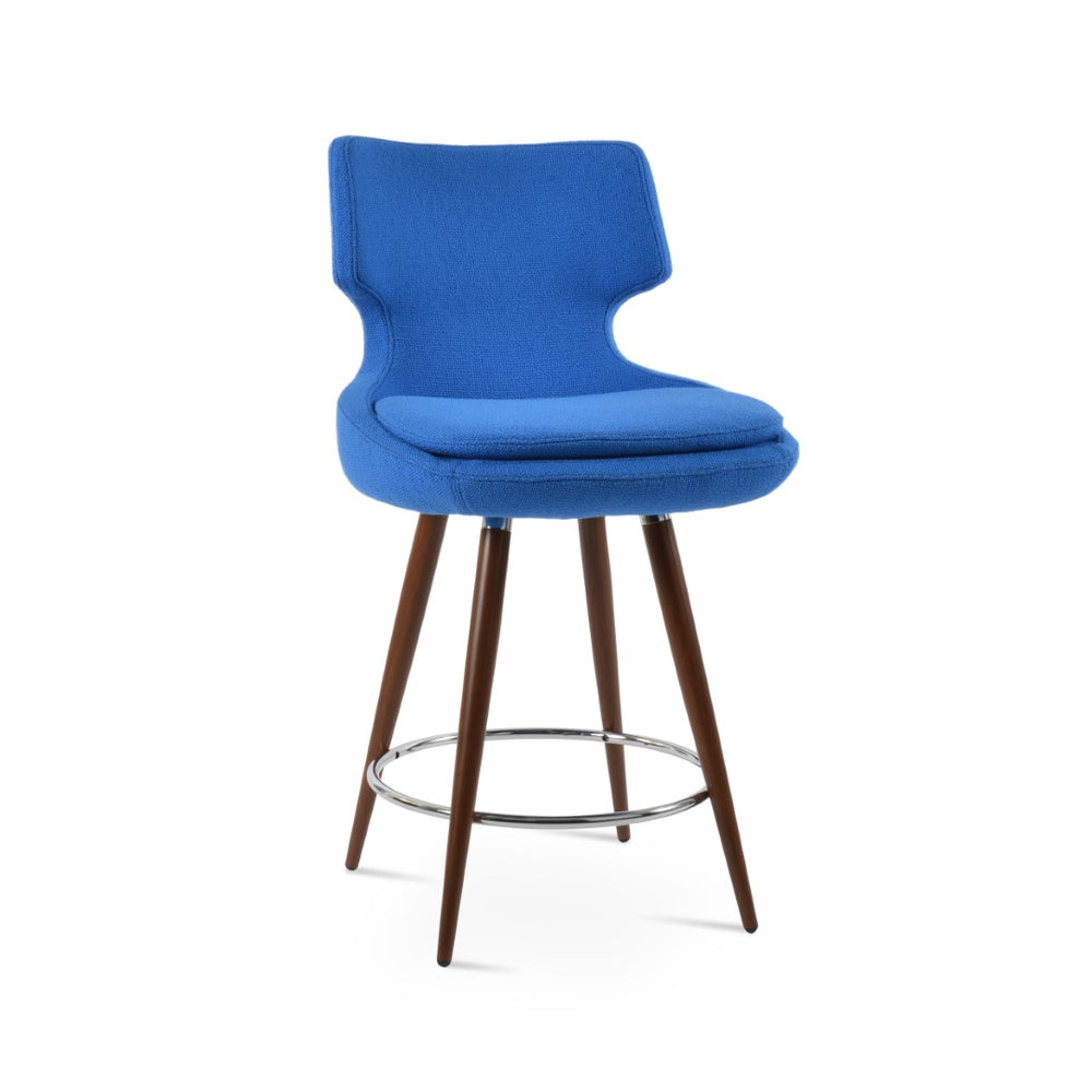 Soho Concept Patara Ana Barstools & Counterstools - Stylish Camira Boucle Or Leather, Strong 350 Lbs Support! Walnut,Chrome,Blue  Soho-concept-dining-chair-06983