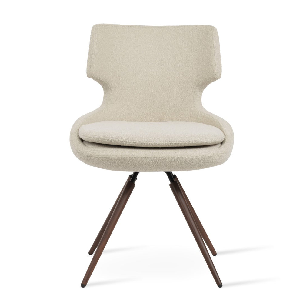 Soho Concept Patara Swivel Dining Chair - Stylish Boucle & Velvet Upholstery With Durable Metal Base, 10-year Warranty White Swivel. Solid Metal Top Part Connected To Four Tubular Legs Soho-concept-dining-chair-05096