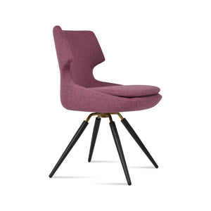 Soho Concept Patara Carrot Swivel Chair - Luxurious Camira Wool Fabric, 10-year Guarantee, Elegant Design & Comfort Black,Brass Swivel. Solid Metal Top Part Connected To Four Tubular Legs Soho-concept-dining-chair-05085