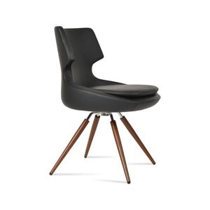 Soho Concept Patara Modern Swivel Chair - Stylish Leatherette Dining Chair With Walnut & Chrome Finishes, 2-year Warranty Walnut,Chrome,Black Swivel. Solid Metal Top Part Connected To Four Tubular Legs Soho-concept-dining-chair-05092