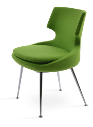 Soho Concept Patara Metal Dining Chair In Camira Blazer Wool - Stylish Chrome Base, 10-year Guarantee, 300 Lb Capacity Chrome  Soho-concept-dining-chair-05104