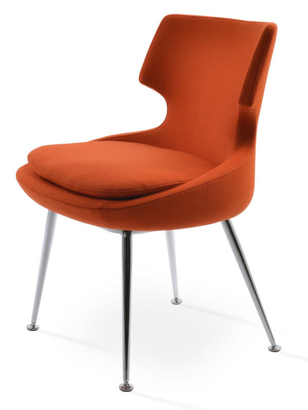 Soho Concept Patara Metal Dining Chair In Camira Blazer Wool - Stylish Chrome Base, 10-year Guarantee, 300 Lb Capacity Chrome,Orange  Soho-concept-dining-chair-05153