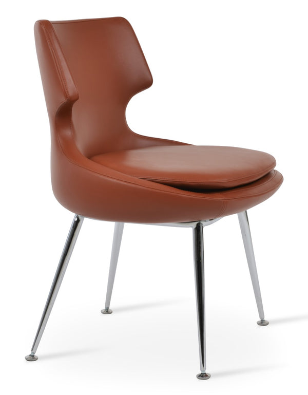 Soho Concept Patara Metal Dining Chair - Stylish Chrome Base, Soft Fire-retardant Leatherette, 2-year Guarantee Cinnamon  Soho-concept-dining-chair-05165