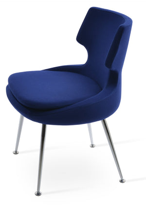 Soho Concept Patara Metal Dining Chair In Camira Blazer Wool - Stylish Chrome Base, 10-year Guarantee, 300 Lb Capacity Chrome,Blue  Soho-concept-dining-chair-05155