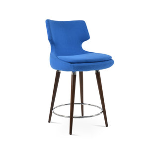Soho Concept Patara Barstools & Counterstools - Stylish Walnut Design, Durable Boucle Fabric, 10-year Guarantee Walnut,Blue  Soho-concept-dining-chair-09138