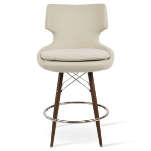 Soho Concept Patara Stylish Barstools & Counterstools - Premium Fabrics, Memory Swivel, 10-year Guarantee, Walnut Walnut,White  Soho-concept-dining-chair-06984