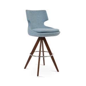Soho Concept Patara Pyramid Swivel Barstools & Counterstools - Durable Wool Fabric, Stylish Wood Base, 10-year Warranty Walnut,Blue  Soho-concept-dining-chair-09141