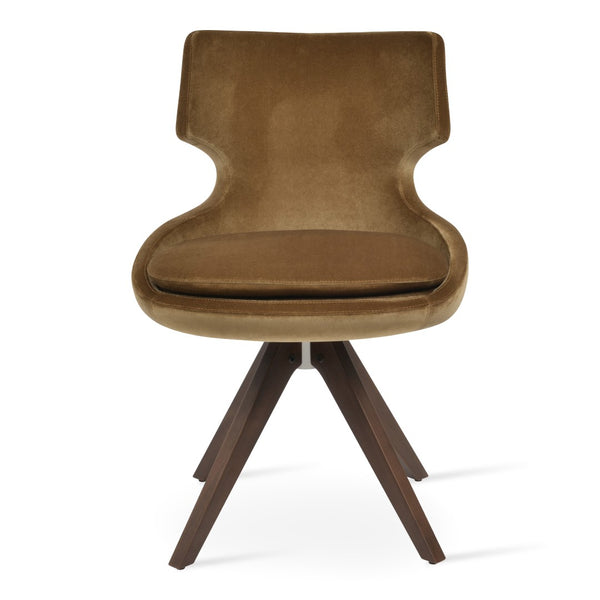 Soho Concept Patara Pyramid Swivel Chair - Luxurious Upholstery, Solid Wood Base, Custom Finishes, 10-year Warranty Walnut  Soho-concept-dining-chair-05223