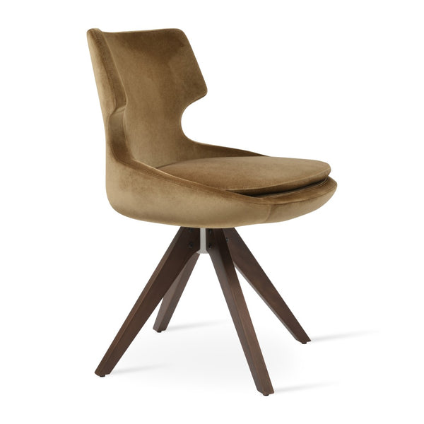 Soho Concept Patara Pyramid Swivel Chair - Luxurious Upholstery, Solid Wood Base, Custom Finishes, 10-year Warranty Walnut  Soho-concept-dining-chair-05223
