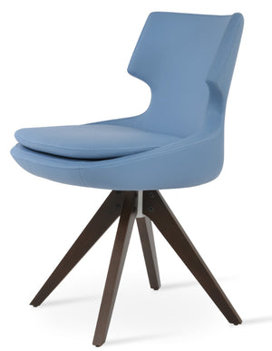Soho Concept Patara Pyramid Swivel Dining Chair - Stylish Leatherette, Solid Wood Base, 2-year Guarantee, 350 Lbs Capacity Walnut,Blue  Soho-concept-dining-chair-05230