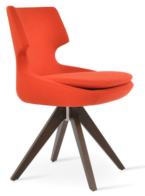 Soho Concept Patara Pyramid Swivel Dining Chair In Premium Camira Wool – 10-year Guarantee, Stylish & Durable Walnut,Orange  Soho-concept-dining-chair-05228