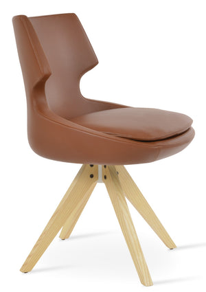Soho Concept Patara Pyramid Swivel Chair - Luxurious Upholstery, Solid Wood Base, Custom Finishes, 10-year Warranty Walnut  Soho-concept-dining-chair-05231