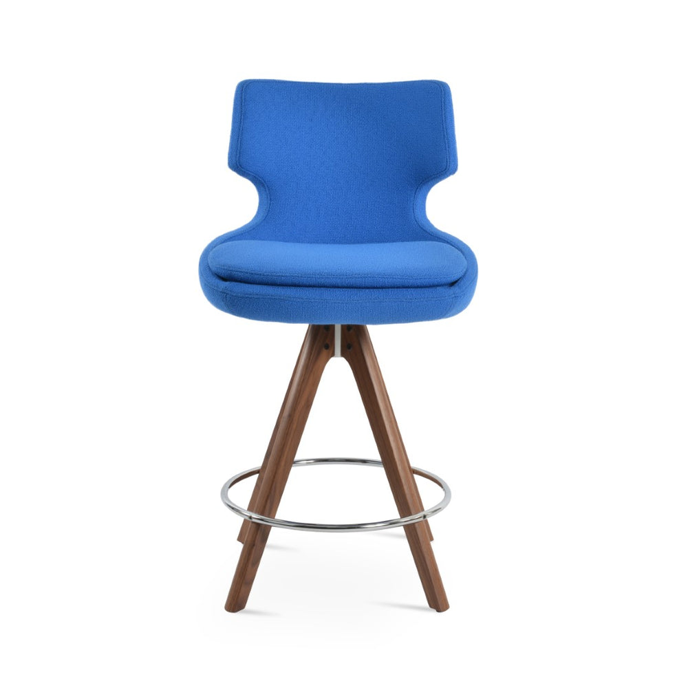 Soho Concept Patara Stylish Swivel Barstools & Counterstools - Durable Camira Boucle Fabric, 10-year Guarantee! Walnut,Blue  Soho-concept-dining-chair-09140