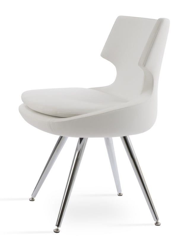 Soho Concept Patara Star Chair - Stylish Ppm White Dining Chair With Chrome Base, 5-year Guarantee, Adjustable Height Chrome,White  Soho-concept-dining-chair-05322