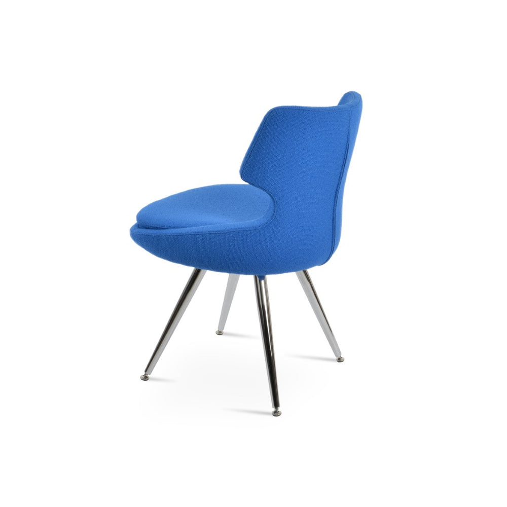 Soho Concept Patara Star Chair - Stylish Dining Chair In Camira Boucle Fabric, 10-year Guarantee, Custom Finishes Chrome,Blue  Soho-concept-dining-chair-05307