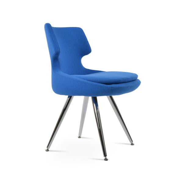 Soho Concept Patara Star Chair - Stylish Dining Chair In Camira Boucle Fabric, 10-year Guarantee, Custom Finishes Chrome,Blue  Soho-concept-dining-chair-05307