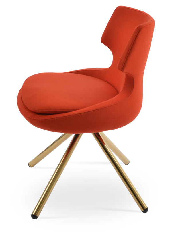 Soho Concept Patara Stick Swivel Dining Chair - Premium Camira Wool, 10-year Guarantee, Stylish & Durable Design Gold,Orange  Soho-concept-dining-chair-05375
