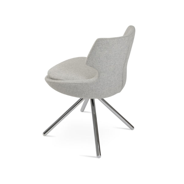Soho Concept Patara Stick Swivel Dining Chair - Premium Camira Wool, 10-year Guarantee, Stylish & Durable Design Chrome,Silver  Soho-concept-dining-chair-05360