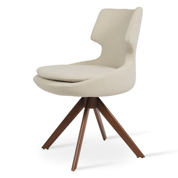 Soho Concept Patara Dining Swivel Chair - Luxurious Boucle, Velvet & Nubuck Options, 10-year Guarantee, Stylish Finish Walnut,White  Soho-concept-dining-chair-05415