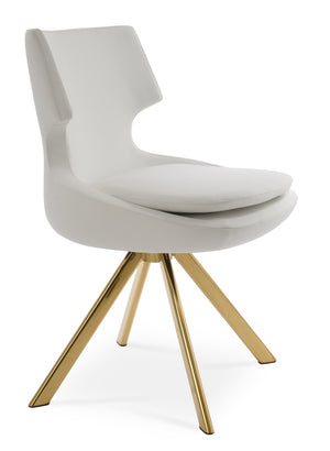 Soho Concept Patara Swivel Dining Chair - Stylish Leatherette With Memory Feature, 2-year Guarantee, Walnut Finish Gold,White  Soho-concept-dining-chair-05421