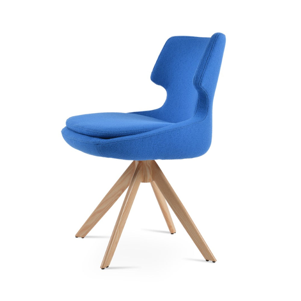 Soho Concept Patara Sword Dining Swivel Chair In Camira Yoredale Boucle & Genuine Leather - 10-year Warranty! Natural,Blue  Soho-concept-dining-chair-05403