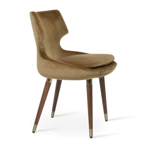 Soho Concept Patara Wood Dining Chair - Premium Velvet & Nubuck Upholstery, 10-year Guarantee, Stylish Walnut Finish Walnut  Soho-concept-dining-chair-05458