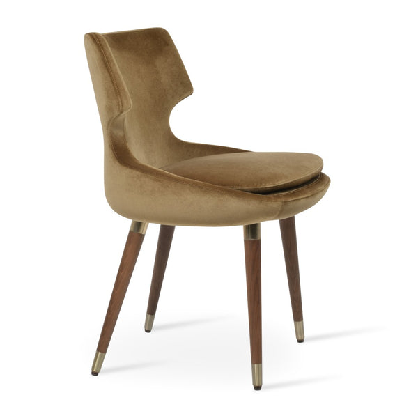 Soho Concept Patara Wood Dining Chair - Premium Velvet & Nubuck Upholstery, 10-year Guarantee, Stylish Walnut Finish Walnut  Soho-concept-dining-chair-05458