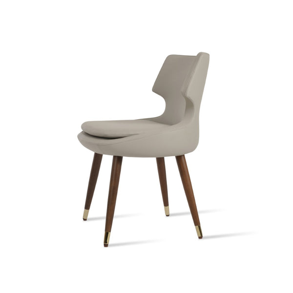 Soho Concept Patara Wood Dining Chair - Elegant Walnut Finish With Gold Accent, Soft Leatherette, 2-year Guarantee Walnut,Gold,Light Grey  Soho-concept-dining-chair-05462