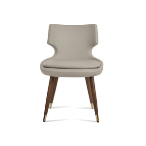 Soho Concept Patara Wood Dining Chair - Elegant Walnut Finish With Gold Accent, Soft Leatherette, 2-year Guarantee Walnut,Gold,Light Grey  Soho-concept-dining-chair-05462