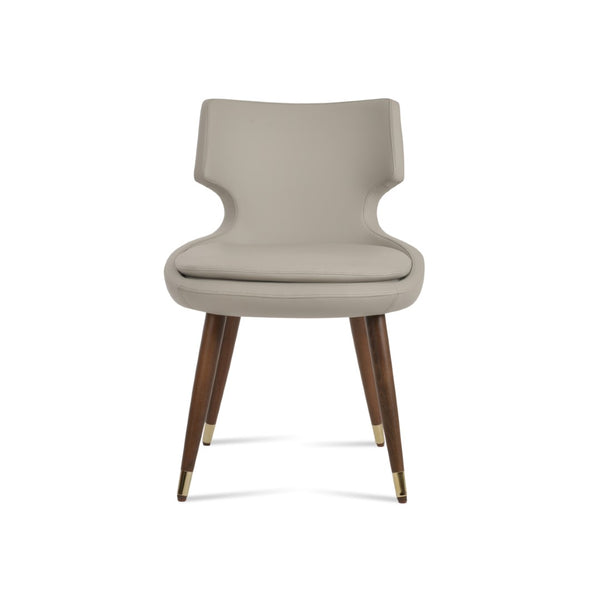 Soho Concept Patara Wood Dining Chair - Elegant Walnut Finish With Gold Accent, Soft Leatherette, 2-year Guarantee Walnut,Gold,Light Grey  Soho-concept-dining-chair-05462