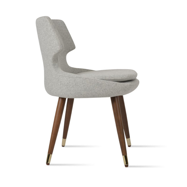 Soho Concept Patara Wood Dining Chair In Camira Blazer Wool – Stylish & Durable With 10-year Guarantee, Walnut Finish Gold,Walnut,Silver  Soho-concept-dining-chair-05449