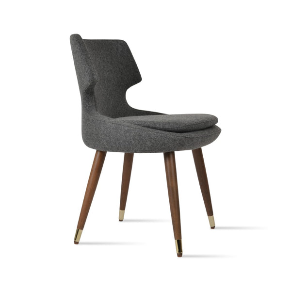 Soho Concept Patara Wood Dining Chair In Camira Blazer Wool – Stylish & Durable With 10-year Guarantee, Walnut Finish Gold,Walnut,Dark Grey  Soho-concept-dining-chair-05450