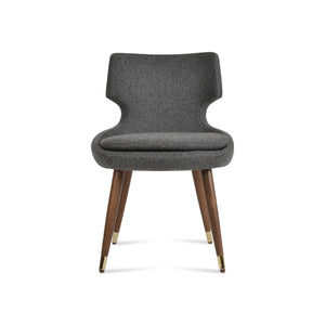 Soho Concept Patara Wood Dining Chair In Camira Blazer Wool – Stylish & Durable With 10-year Guarantee, Walnut Finish Gold,Walnut,Dark Grey  Soho-concept-dining-chair-05450