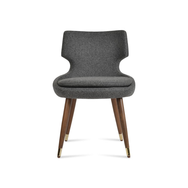 Soho Concept Patara Wood Dining Chair In Camira Blazer Wool – Stylish & Durable With 10-year Guarantee, Walnut Finish Gold,Walnut,Dark Grey  Soho-concept-dining-chair-05450