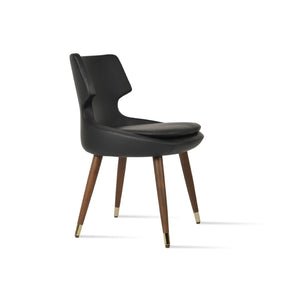 Soho Concept Patara Wood Dining Chair - Elegant Walnut Finish With Gold Accent, Soft Leatherette, 2-year Guarantee Gold,Walnut,Black  Soho-concept-dining-chair-05451