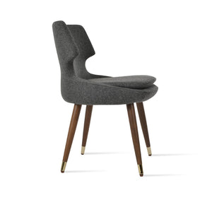 Soho Concept Patara Wood Dining Chair In Camira Blazer Wool – Stylish & Durable With 10-year Guarantee, Walnut Finish Walnut,Dark Grey  Soho-concept-dining-chair-05452