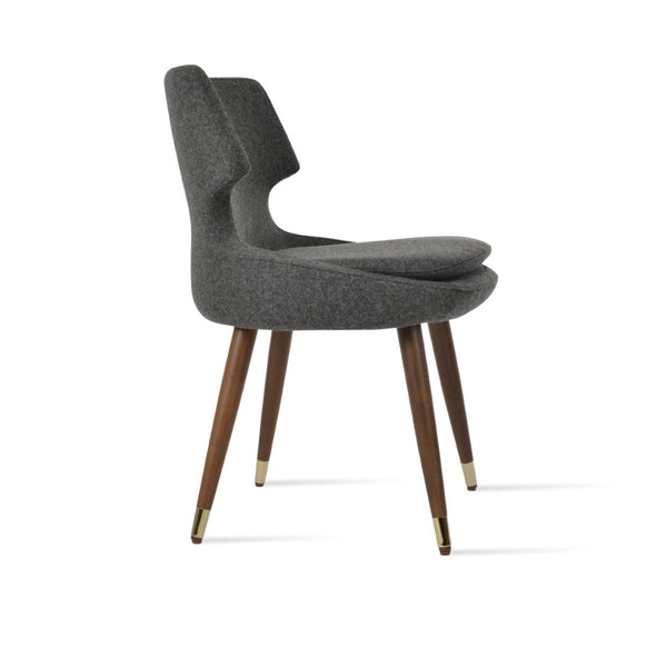 Soho Concept Patara Wood Dining Chair In Camira Blazer Wool – Stylish & Durable With 10-year Guarantee, Walnut Finish Walnut,Dark Grey  Soho-concept-dining-chair-05452