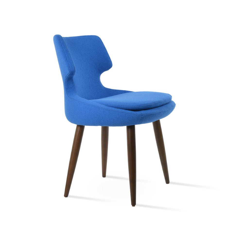 Soho Concept Patara Wood Dining Chair - Elegant Walnut Finish With Camira Boucle & Leather, 10-year Guarantee! Walnut,Gold,Blue  Soho-concept-dining-chair-05454