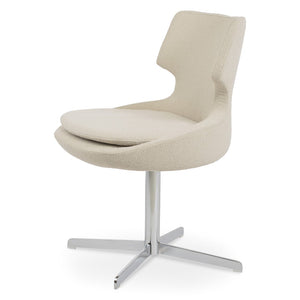 Soho Concept Patara 4 Star Swivel Dining Chair In Boucle, Velvet & Nubuck - Durable Fabrics, 10-year Warranty! Chrome,White  Soho-concept-dining-chair-05061