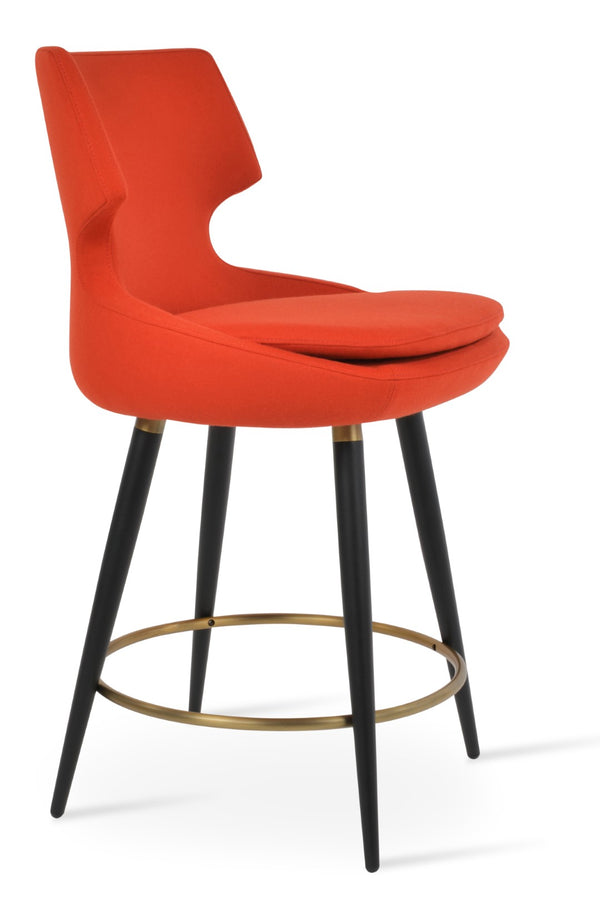 Soho Concept Patara Elegant Barstools & Counterstools - Stylish Camira Wool Fabric, Metal Base, 10-year Warranty Black,Gold,Orange  Soho-concept-dining-chair-09119