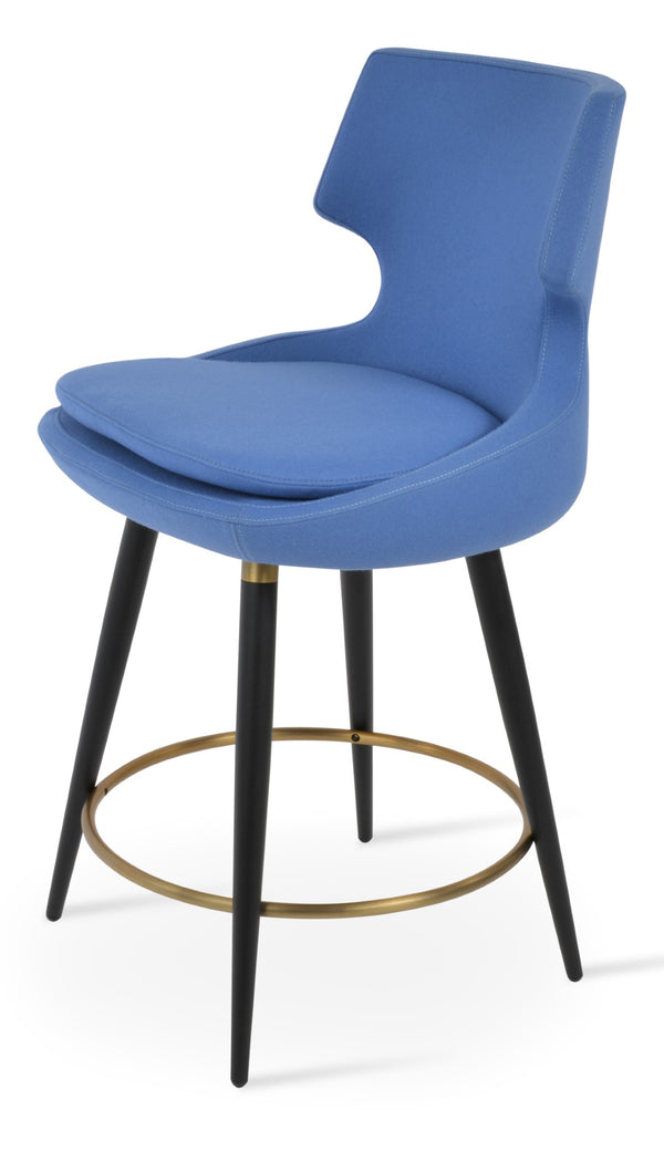 Soho Concept Patara Elegant Barstools & Counterstools - Stylish Camira Wool Fabric, Metal Base, 10-year Warranty Black,Gold  Soho-concept-dining-chair-09117