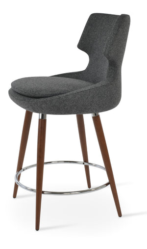 Soho Concept Patara Elegant Barstools & Counterstools - Stylish Camira Wool Fabric, Metal Base, 10-year Warranty Walnut,Dark Grey  Soho-concept-dining-chair-09125