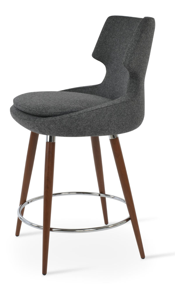 Soho Concept Patara Elegant Barstools & Counterstools - Stylish Camira Wool Fabric, Metal Base, 10-year Warranty Walnut,Dark Grey  Soho-concept-dining-chair-09125