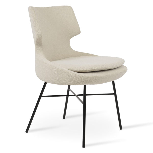 Soho Concept Patara Cross Dining Chair - Stylish Black Steel Base With Boucle, Velvet & Nubuck Options - 10 Year Guarantee Black,White  Soho-concept-dining-chair-05112