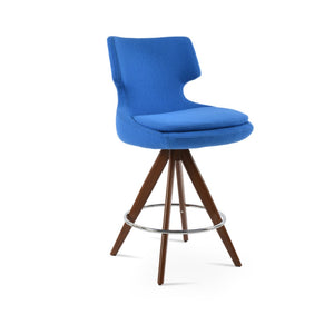 Soho Concept Patara Swivel Barstools & Counterstools - Luxurious Boucle Fabric & Genuine Leather - 10-year Guarantee Walnut,Chrome,Blue  Soho-concept-dining-chair-09130